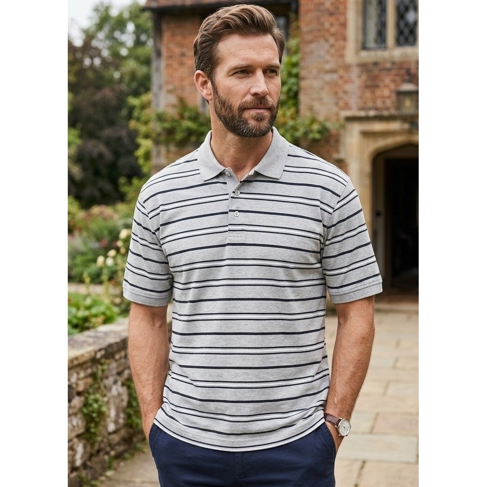Cutter & Buck Striped Short Sleeve Golf Polo Shirt Mens XXXL Cotton Sport Preppy